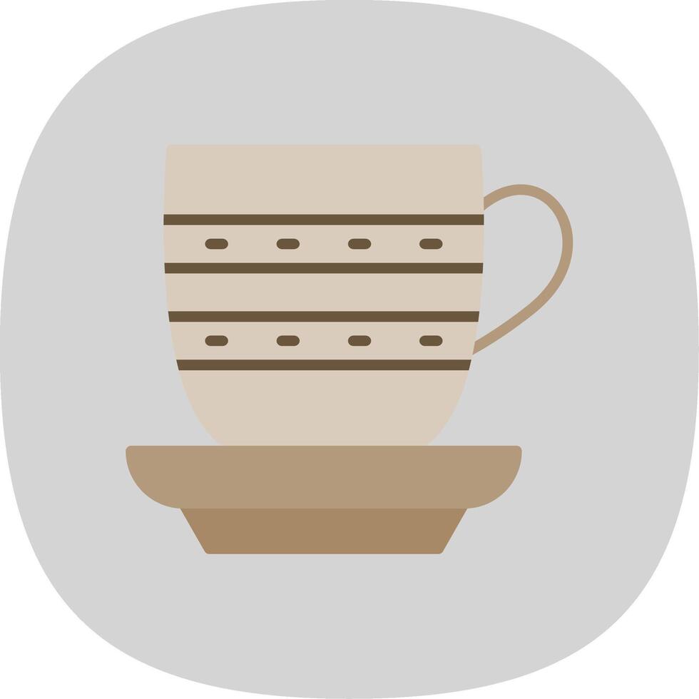 Tea Cup Flat Curve Icon Design vector