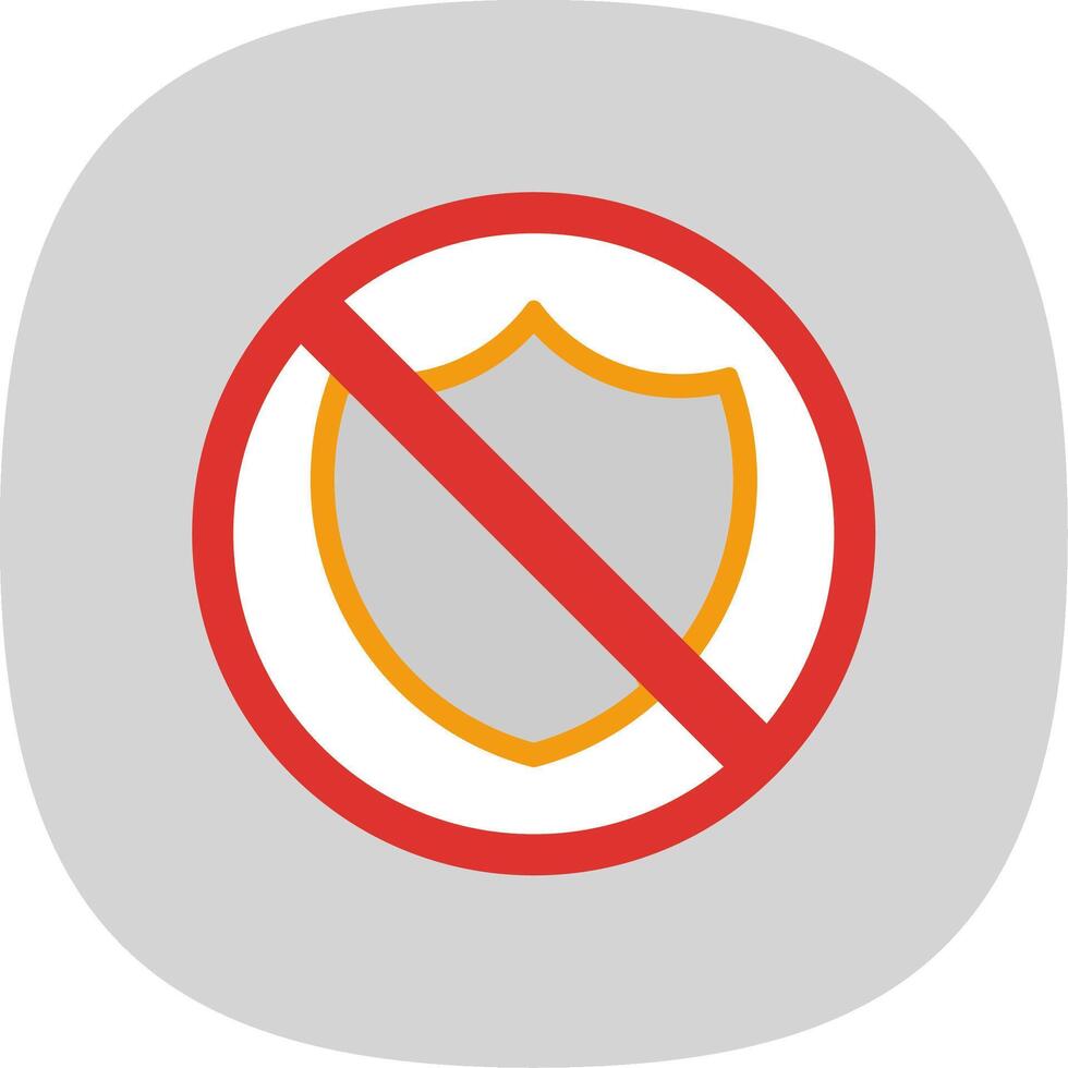 No Security Flat Curve Icon Design vector