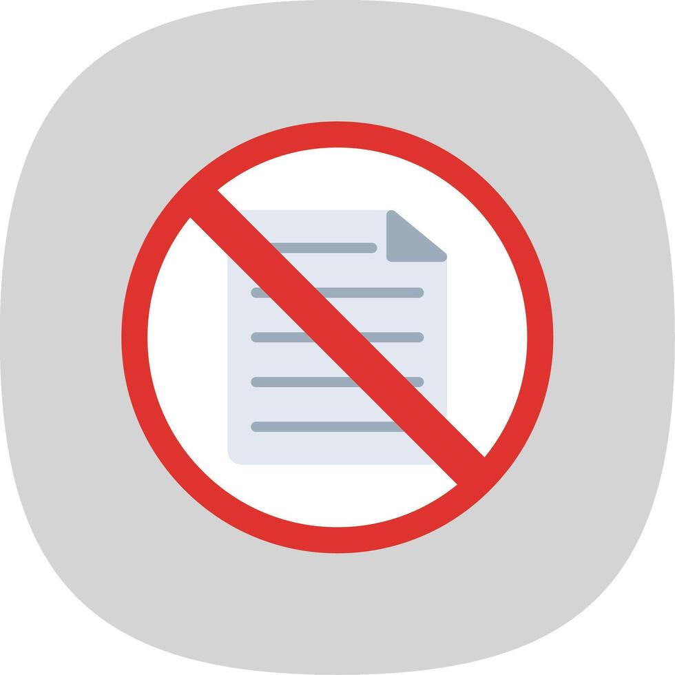 Prohibited Sign Flat Curve Icon Design vector