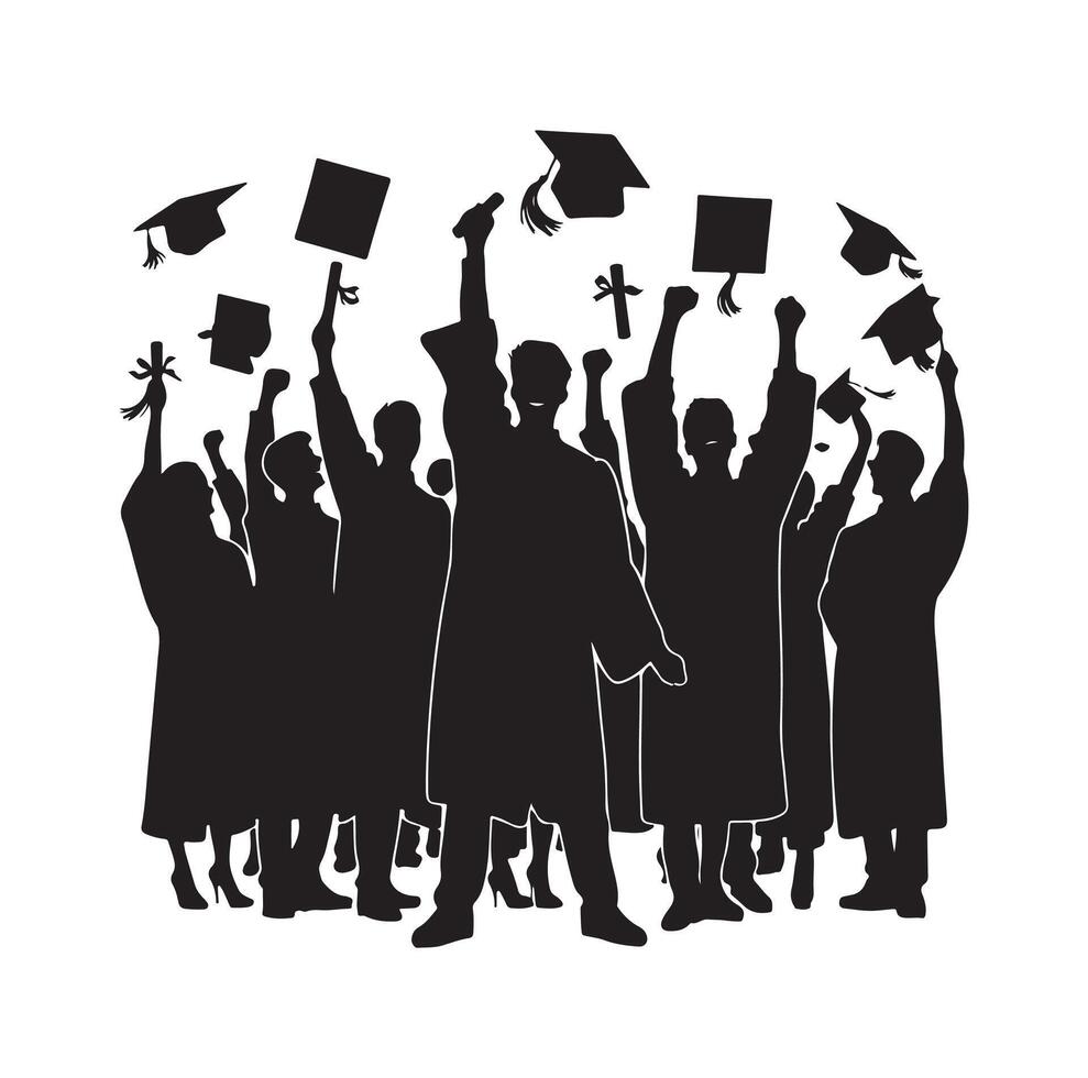 Graduate students celebration collection set in different pose vector