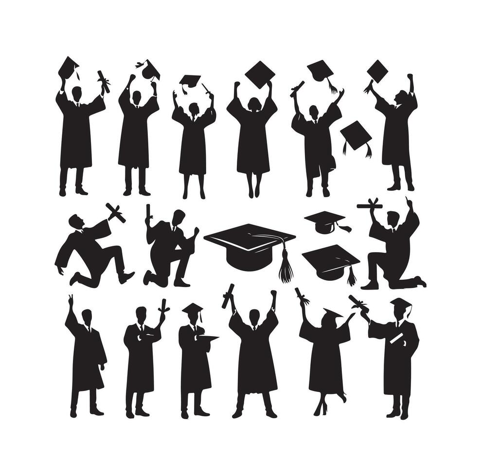 Graduate students celebration collection set in different pose vector