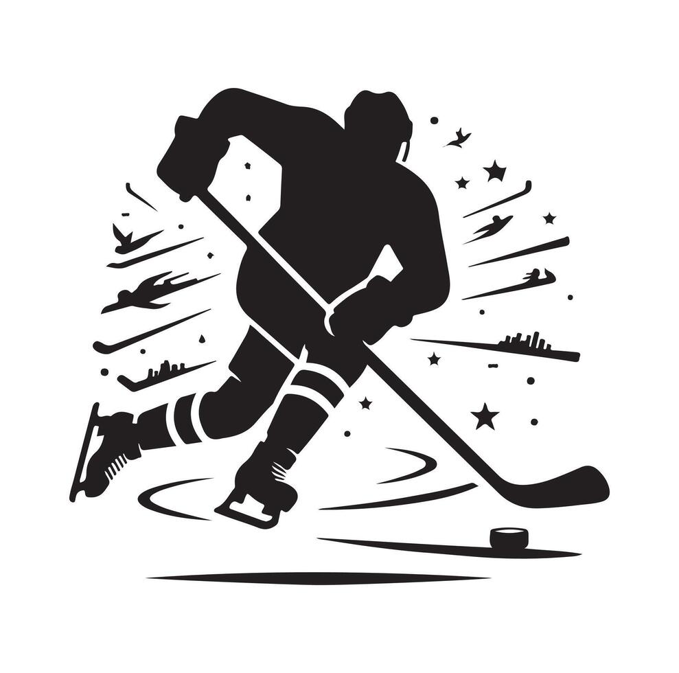 ice hockey player silhouettes icon logo illustration vector