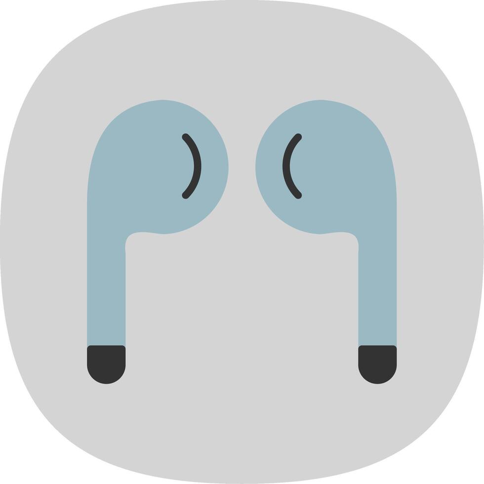 Earbuds Flat Curve Icon Design vector