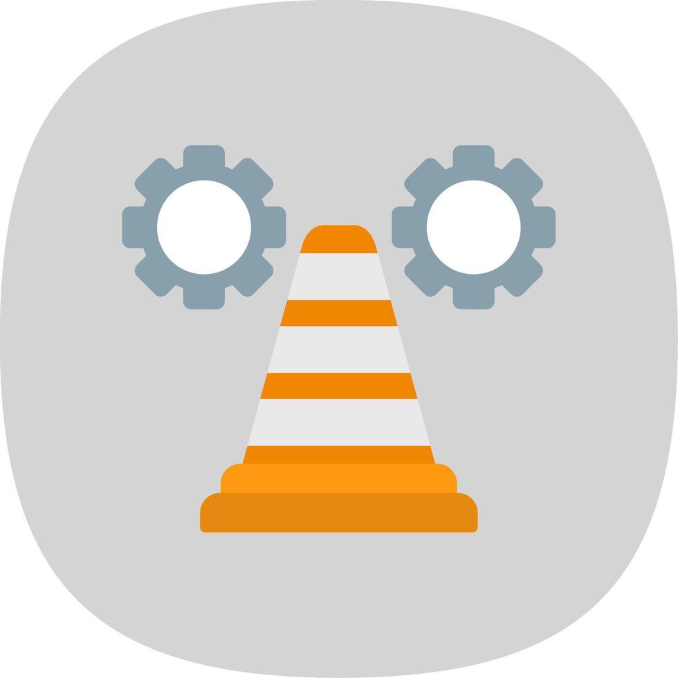 Traffic Cone Flat Curve Icon Design vector