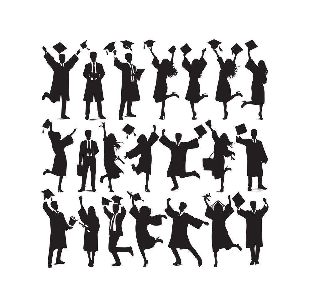 Graduate students celebration collection set in different pose vector