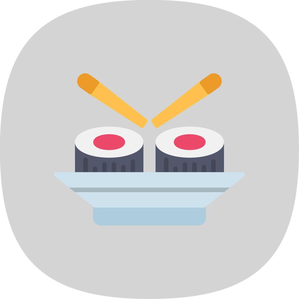 Sushi plano curva icono diseño vector