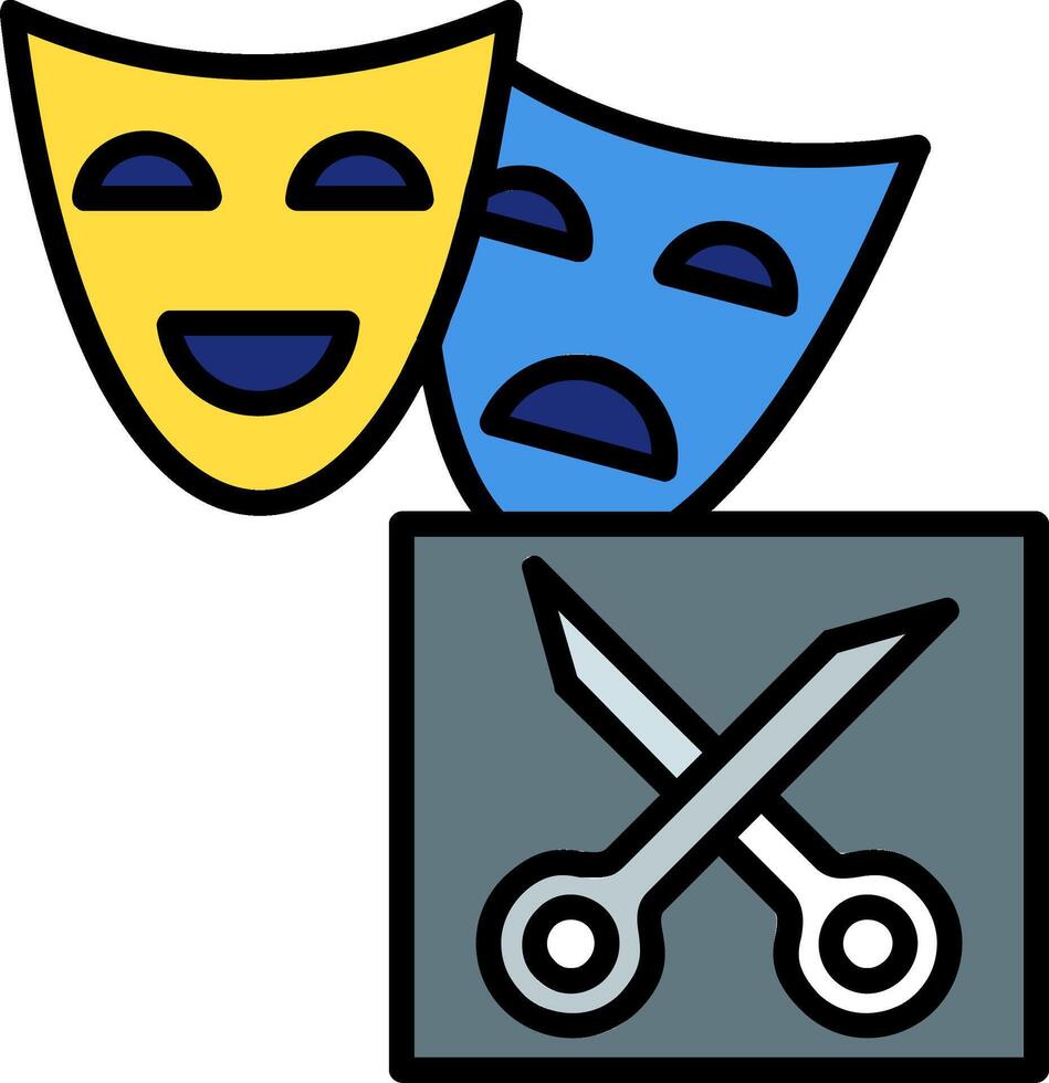 drama línea lleno icono vector