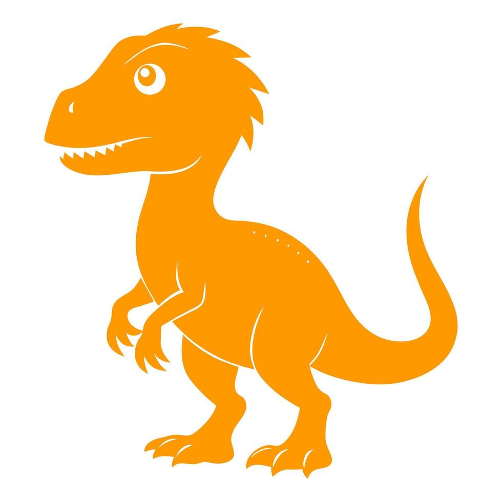 Orange Allosaurus Cartoon Character Illustration with Happy Expression vector