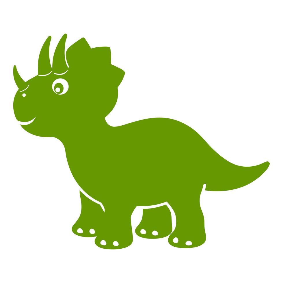 encantador triceratops silueta en Fresco verde, exhibiendo sus icónico cuernos y amable comportamiento. vector
