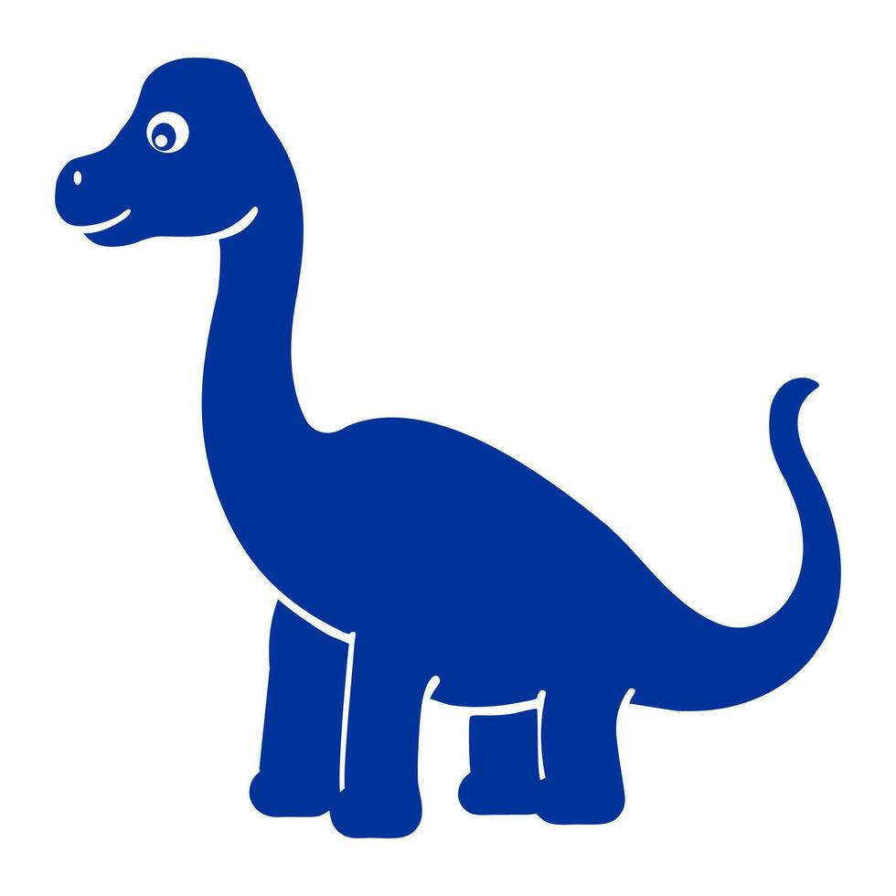 Blue Brachiosaurus Cartoon Illustration Standing Tall and Cheerful on Blank Background vector