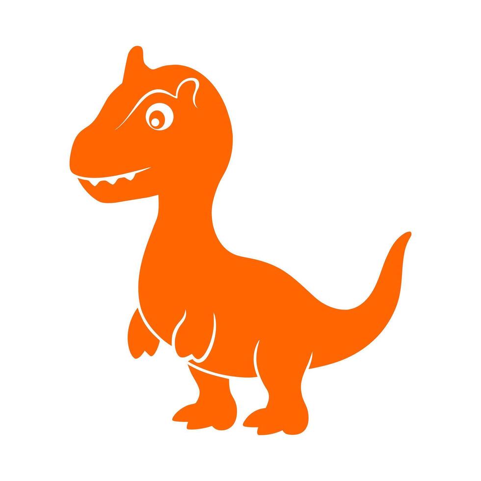 Orange Carcharodontosaurus Cartoon Dinosaur Illustration with a Fierce Expression vector