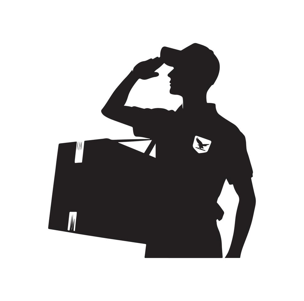 Delivery man silhouette illustration set vector