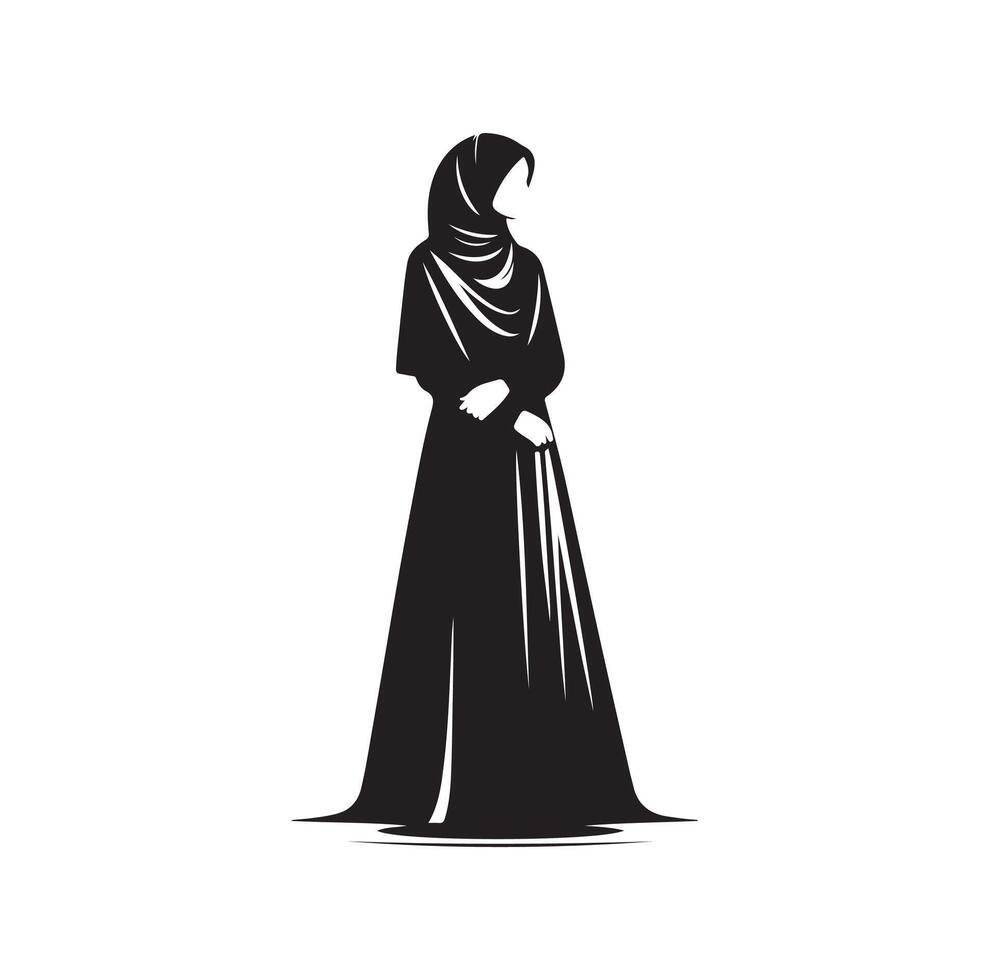 hijab style fashion standing illustration design vector