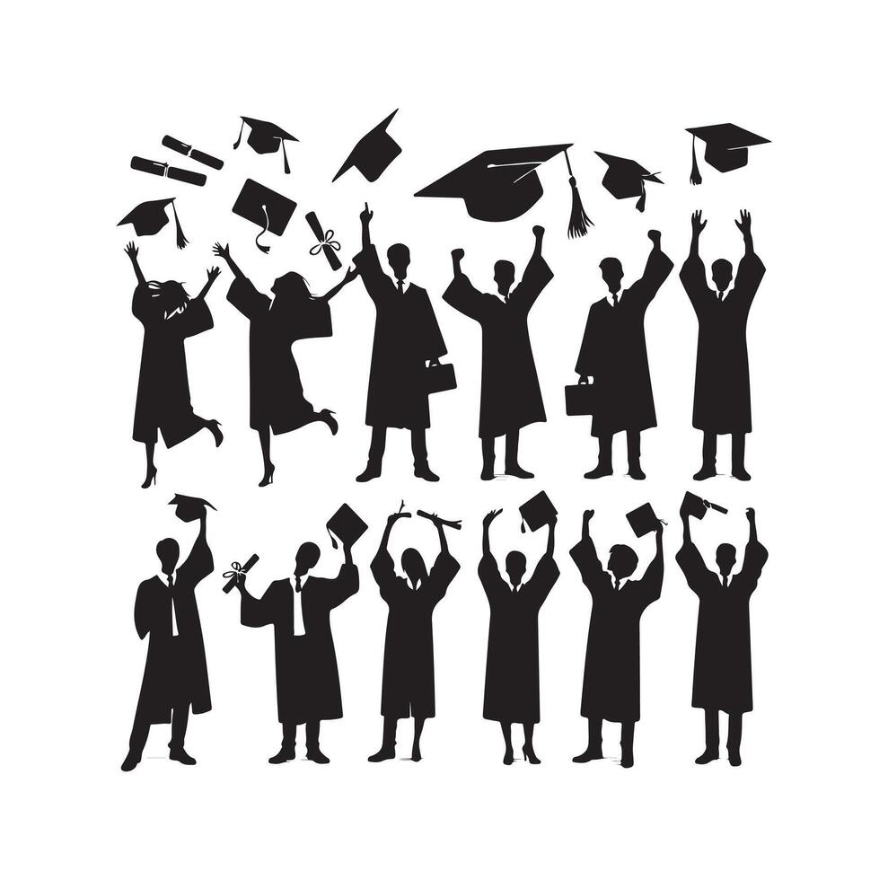 Graduate students celebration collection set in different pose vector