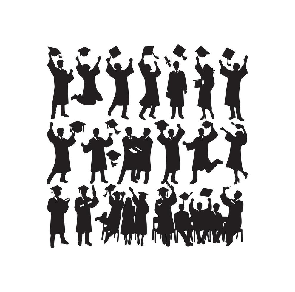 Graduate students celebration collection set in different pose vector
