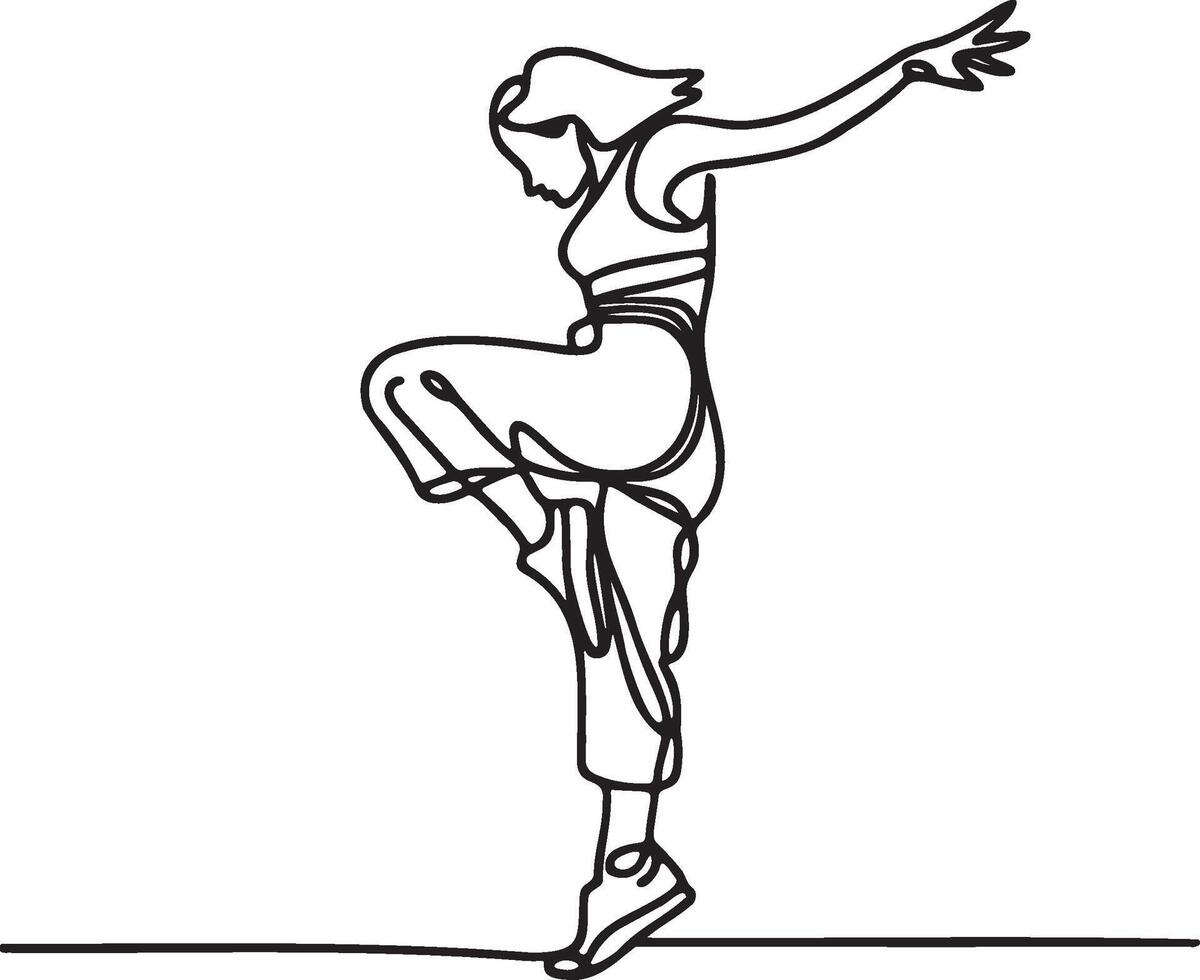 Street Dance Girl Line Art. vector