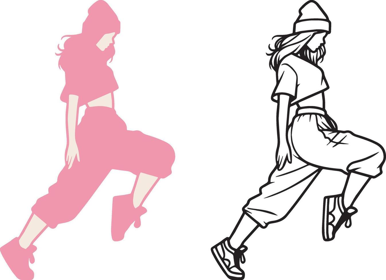 Street Dance Girl Illustration. vector