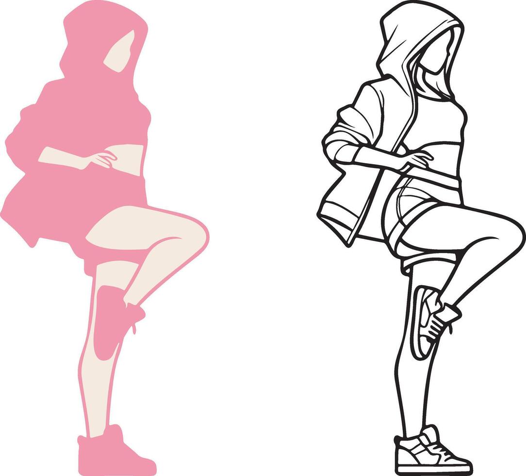 Street Dance Girl Illustration. vector