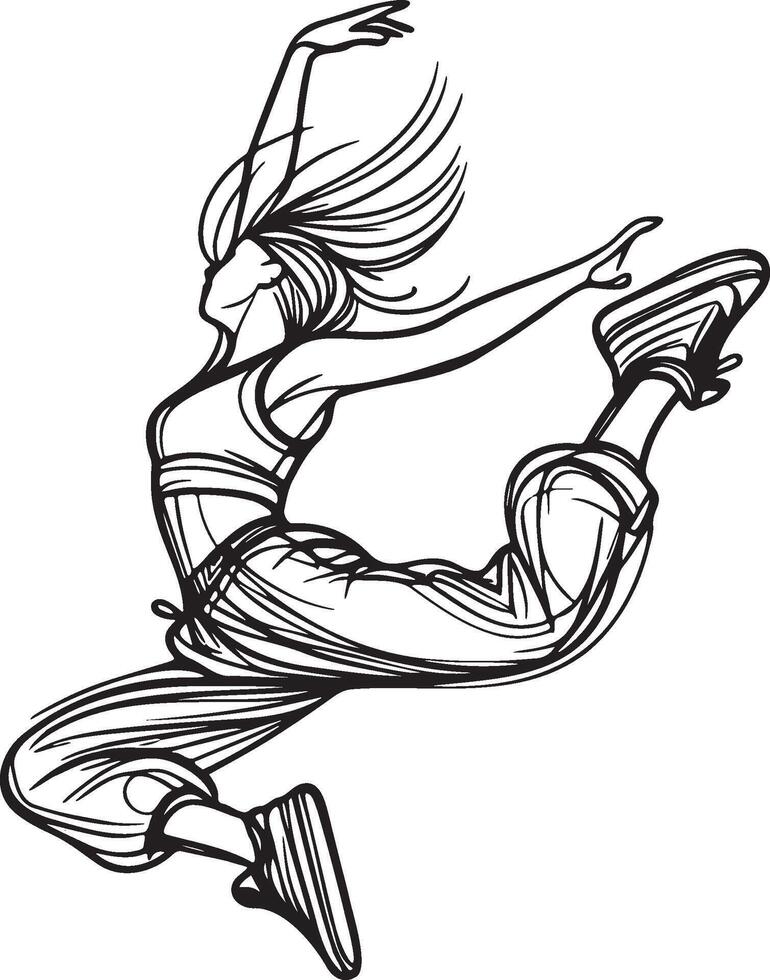 Street Dance Girl Line Art. vector