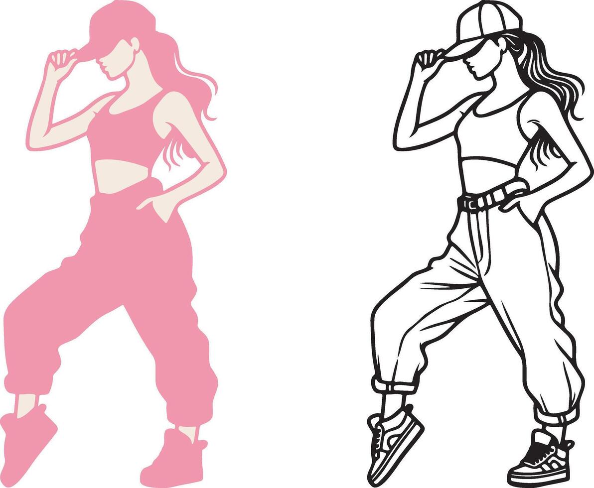 Street Dance Girl Illustration. vector