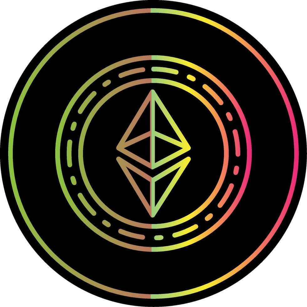 Ethereum Coin Line Gradient Due Color Icon Design vector