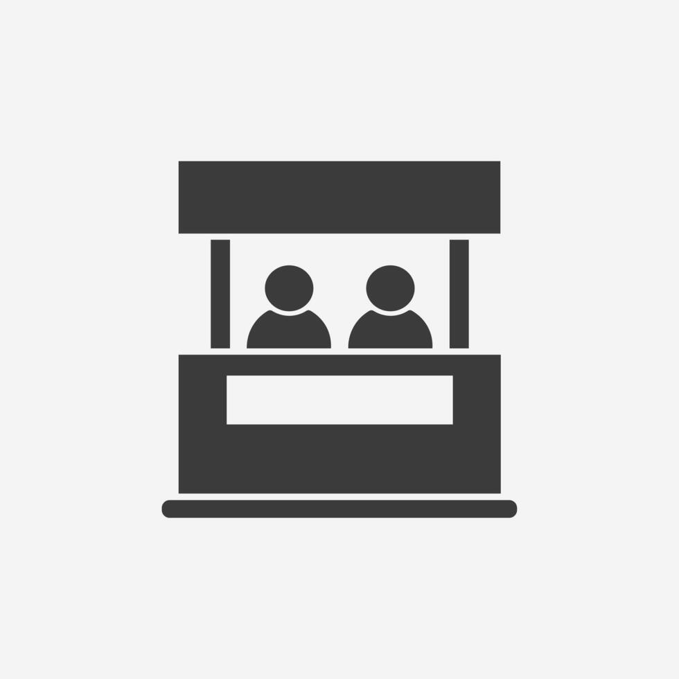 Promo stand icon. sales booth, registration, service desk, exhibition symbol vector