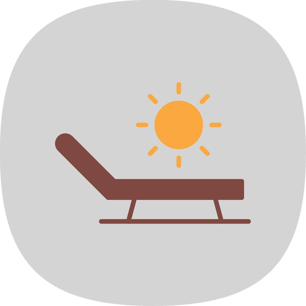 Sunbathing Flat Curve Icon Design vector
