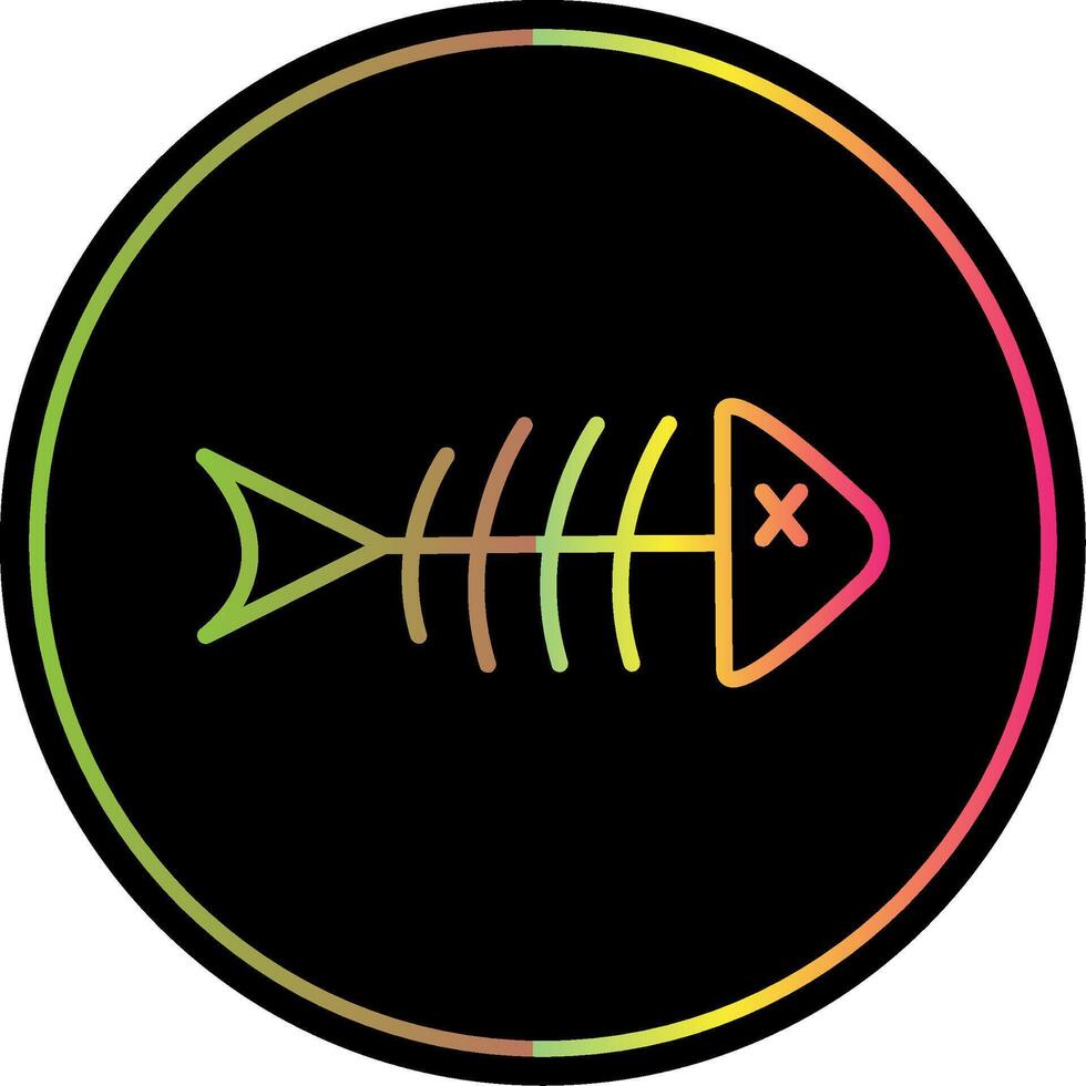 Fish Skeleton Line Gradient Due Color Icon Design vector