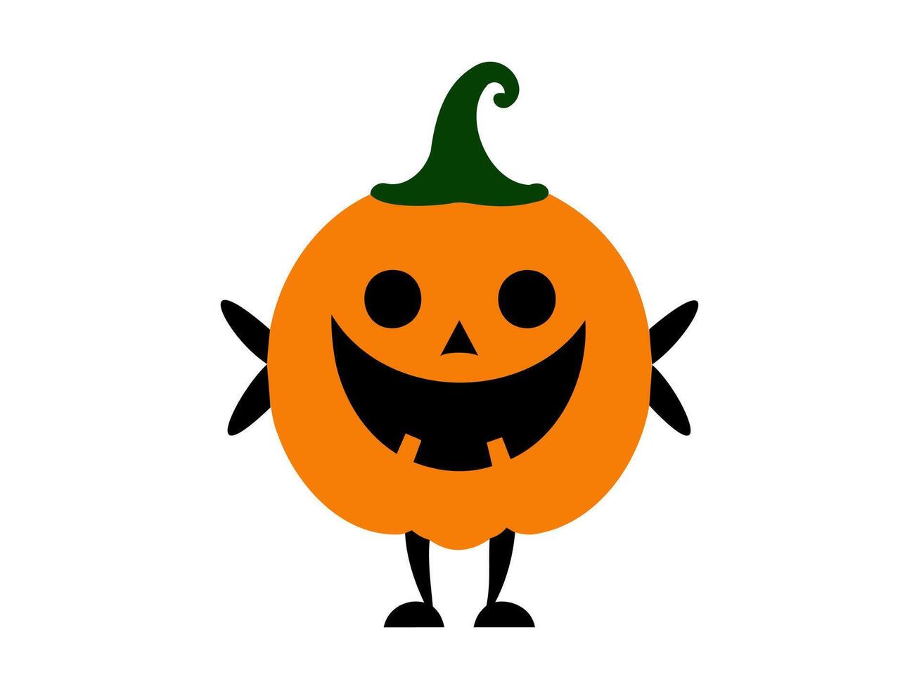 Smiling carved pumpkin character. Friendly cartoon jack-o-lantern. Illustration isolated on white backdrop. Concept of Halloween, kid-friendly decor, festive spirit, and joyful celebration vector