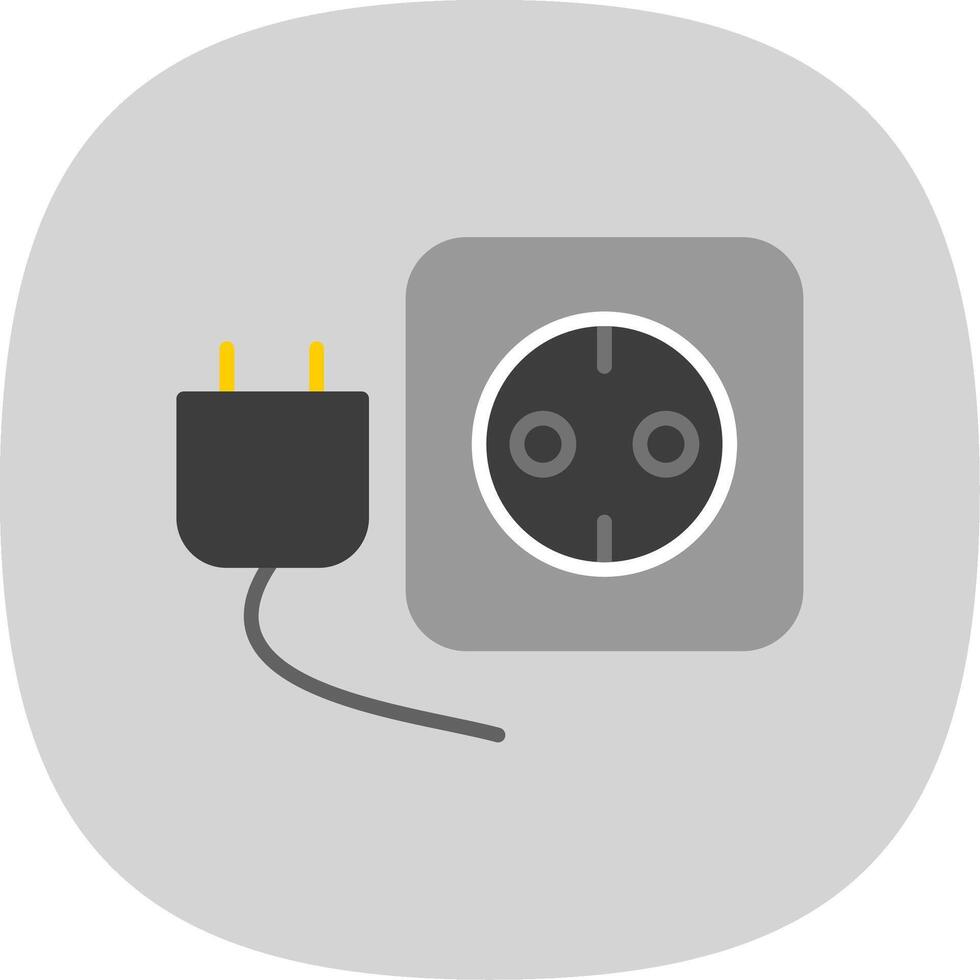 Plug And Socket Flat Curve Icon Design vector
