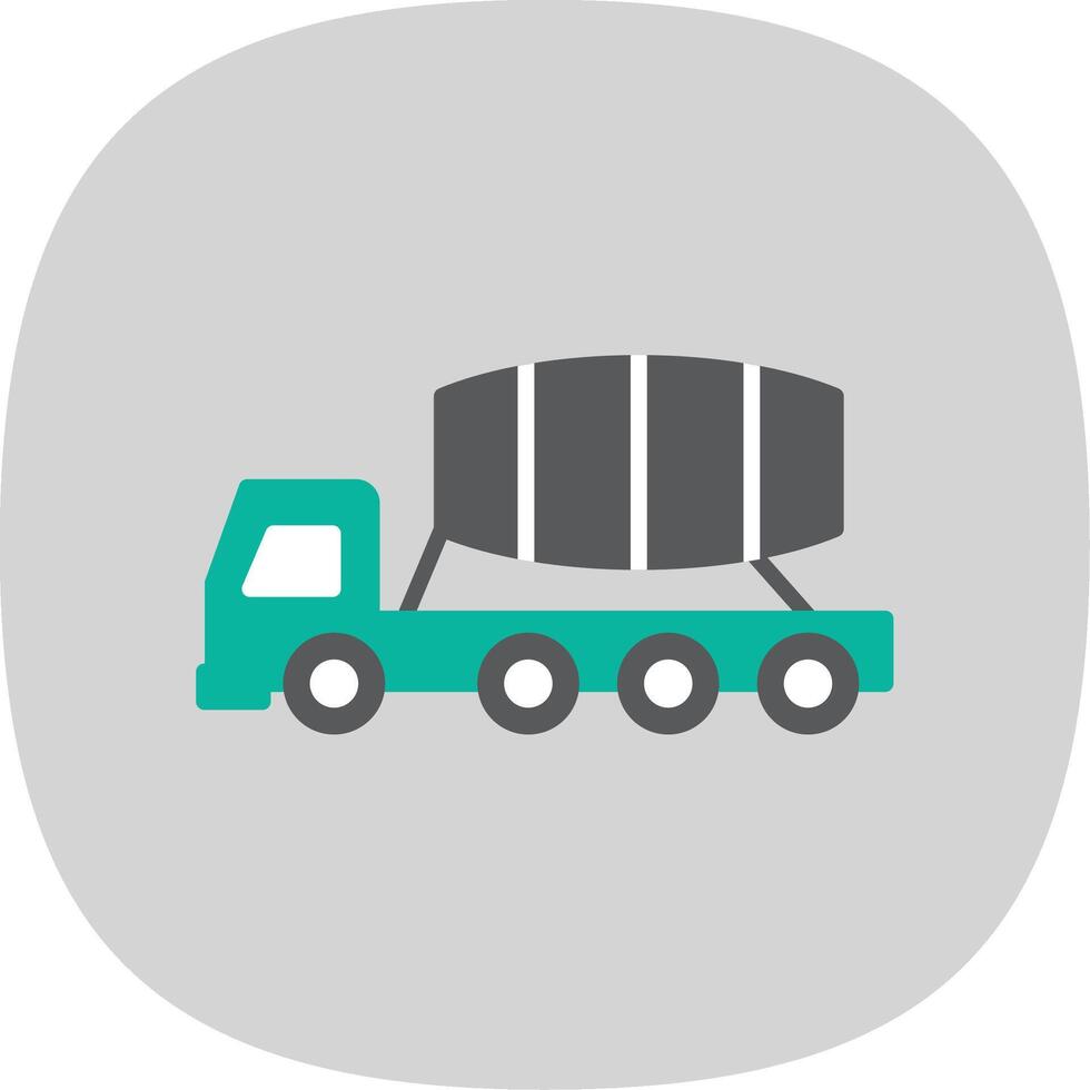 Cement Truck Flat Curve Icon Design vector