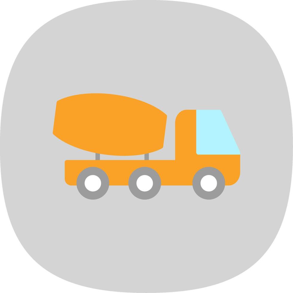 Cement Truck Flat Curve Icon Design vector