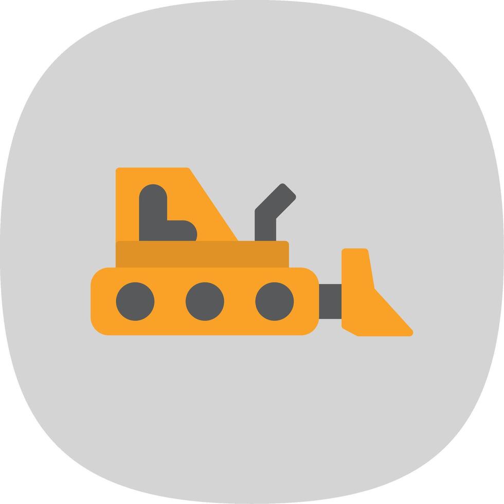 Bulldozer Flat Curve Icon Design vector