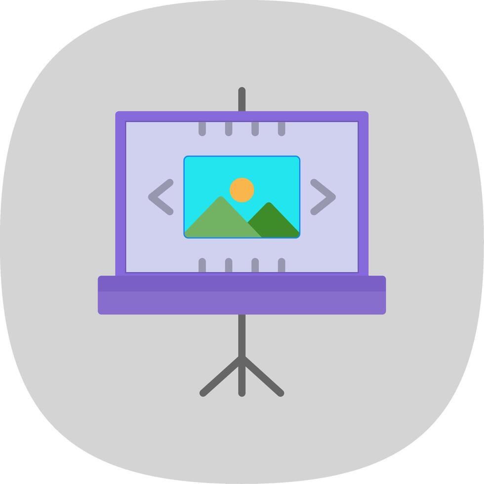 Slideshow Flat Curve Icon Design vector