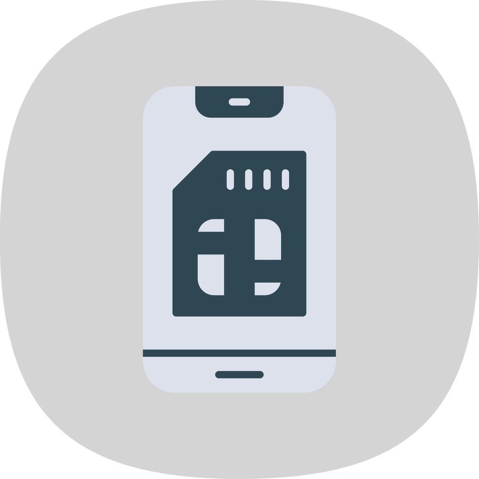 Sim Card Flat Curve Icon Design vector
