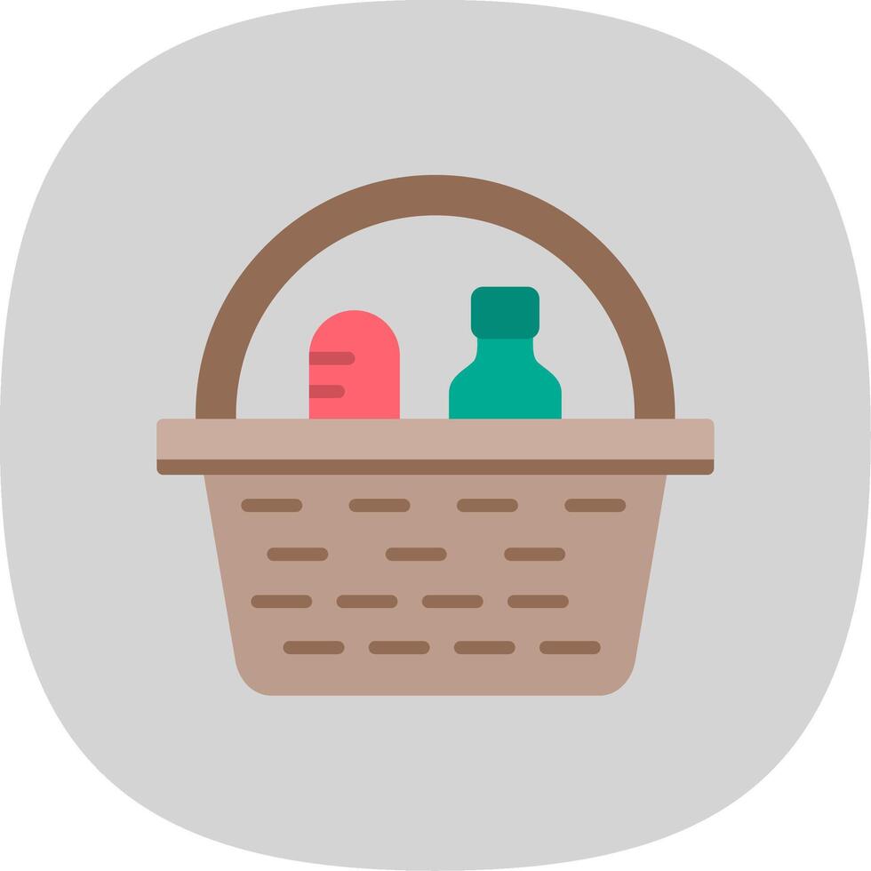 Picnic Basket Flat Curve Icon Design vector