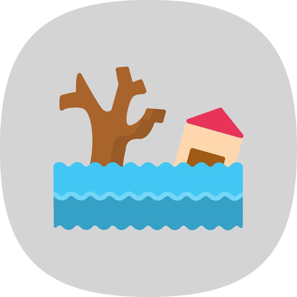 Flood Flat Curve Icon Design vector