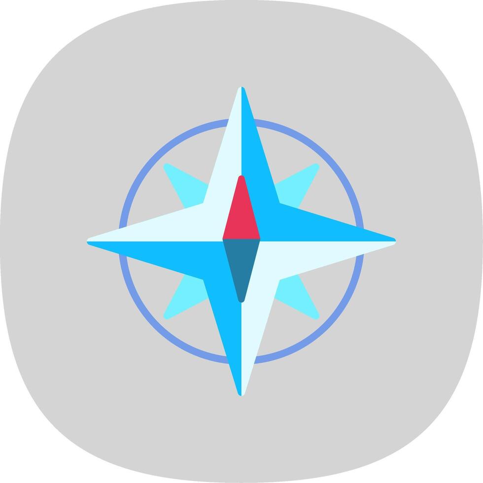 Compass Flat Curve Icon Design vector