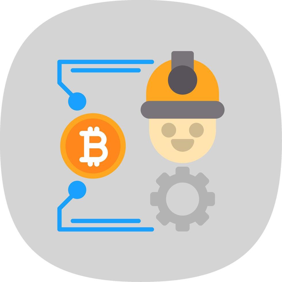 Bitcoin Craft Flat Curve Icon Design vector