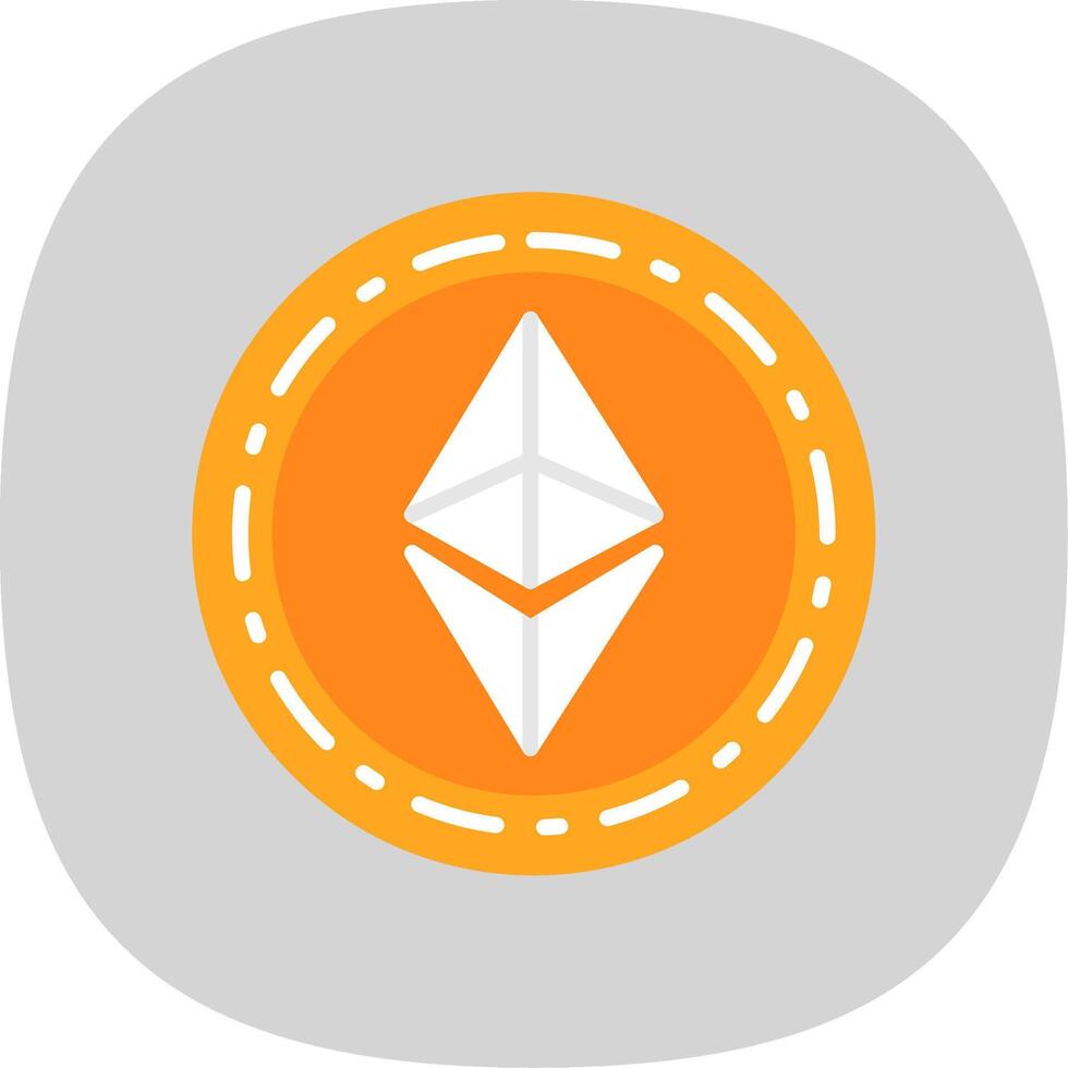 Ethereum Coin Flat Curve Icon Design vector
