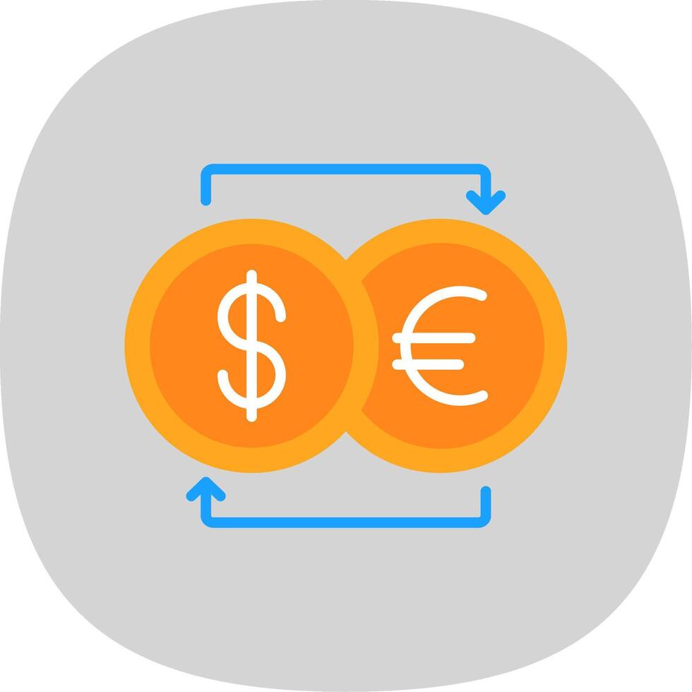 moneda intercambio plano curva icono diseño vector