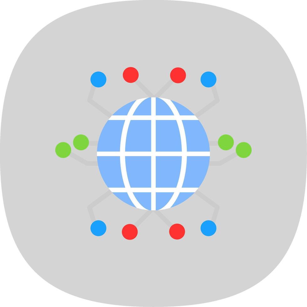 Global Networking Flat Curve Icon Design vector