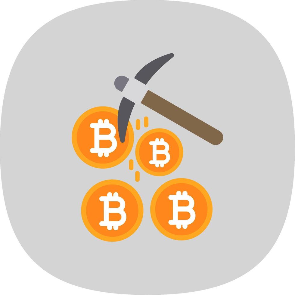 Bitcoin Mining Flat Curve Icon Design vector