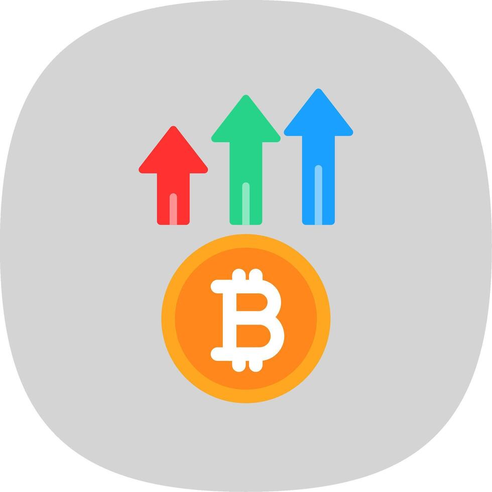 Bitcoin Up Flat Curve Icon Design vector