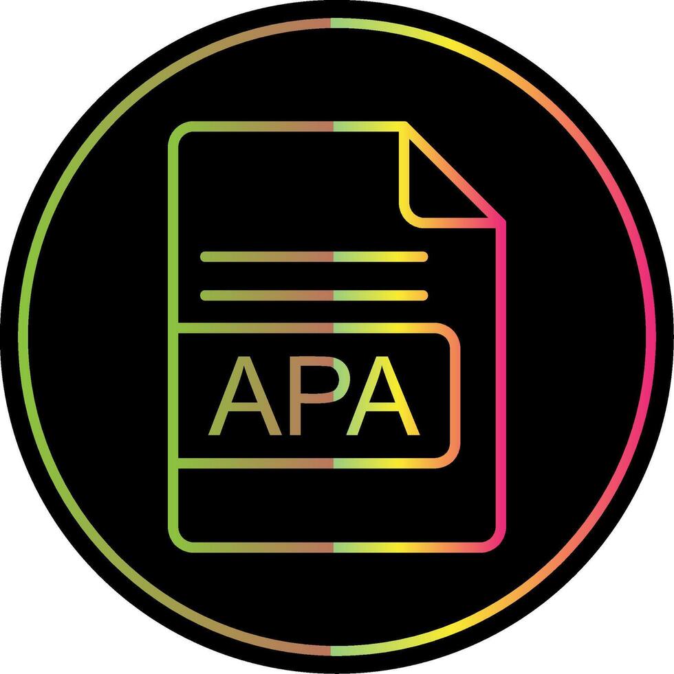 apa archivo formato línea degradado debido color icono diseño vector