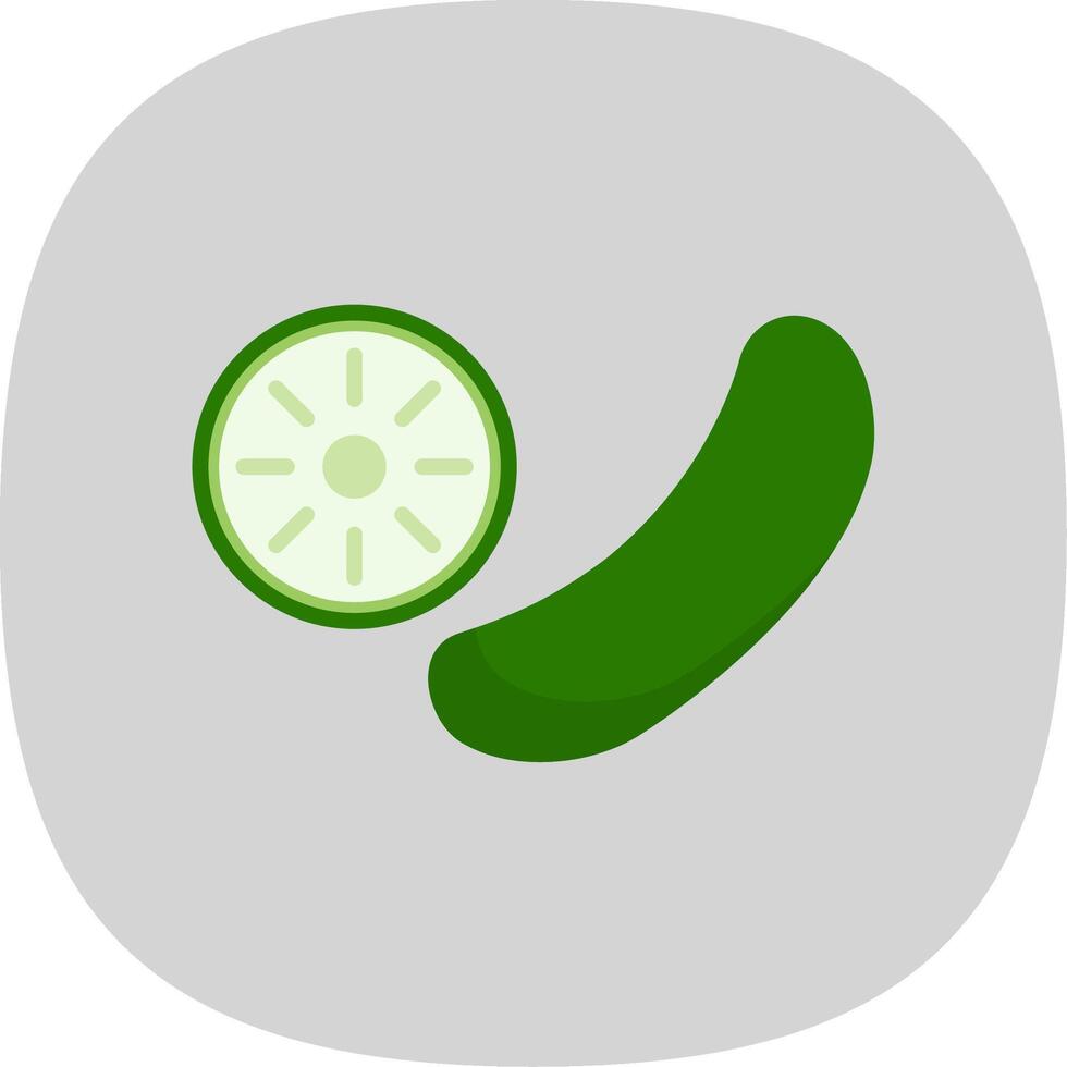 Pepino plano curva icono diseño vector