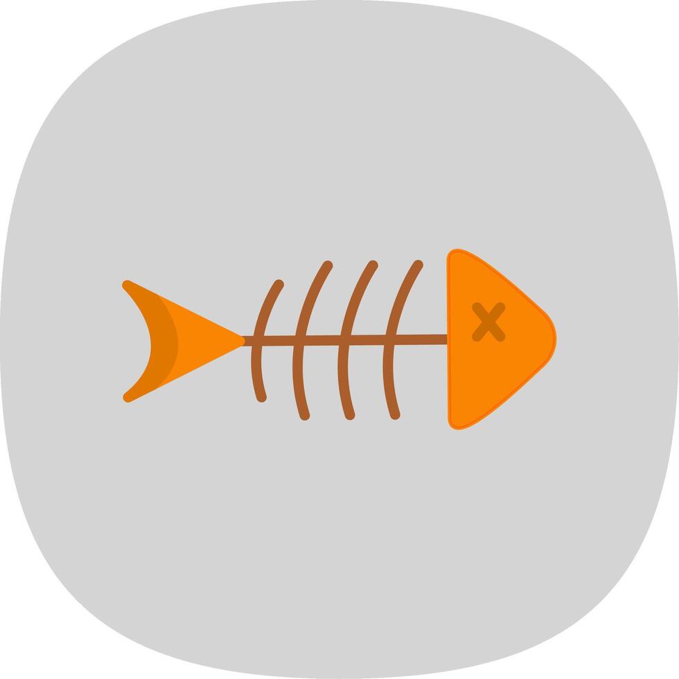 Fish Skeleton Flat Curve Icon Design vector