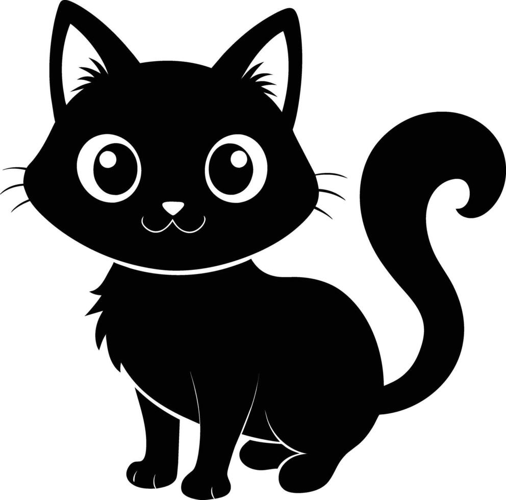 A graceful silhouette of a Cute Cat vector