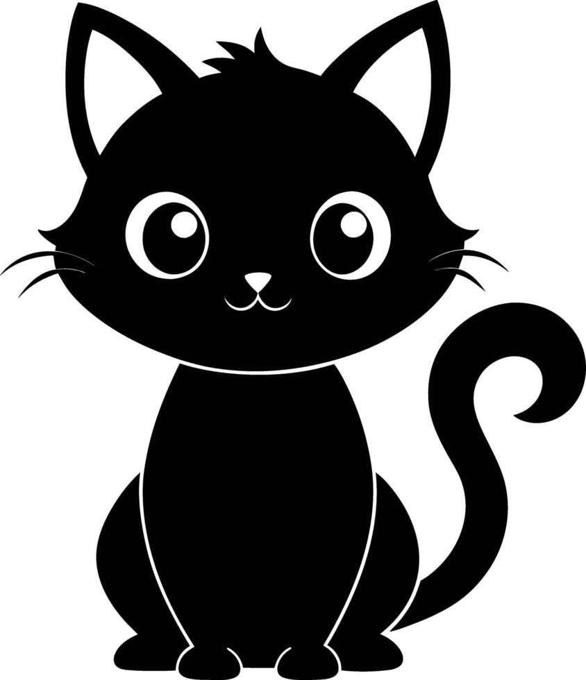 A graceful silhouette of a Cute Cat vector