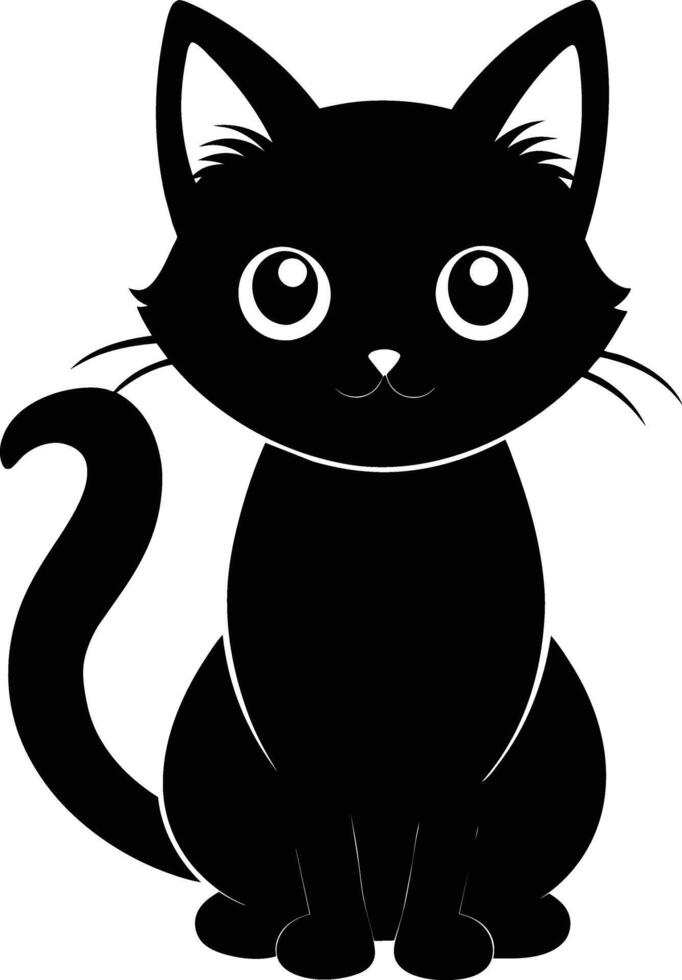 un agraciado silueta de un linda gato vector